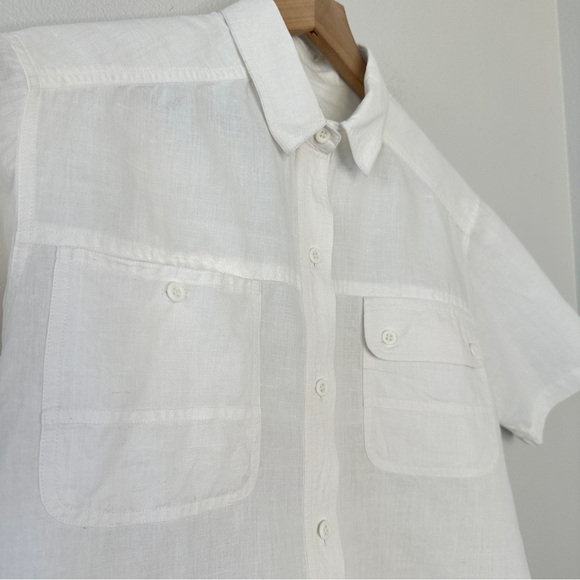 Vintage Gitano Ma 100% Cotton/Ramie Short Sleeve Button Up Sz S White Classic - Picture 2 of 9
